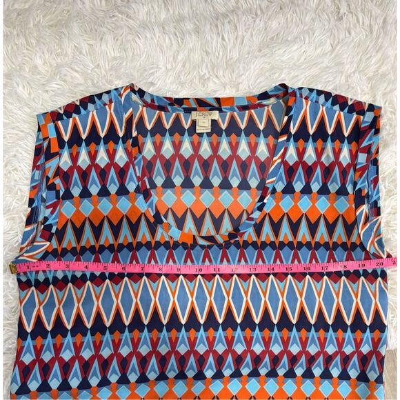 J. Crew Cap Sleeve Abstract Print Scoop Neck Blouse Size 10 Woman’s - Picture 9 of 10